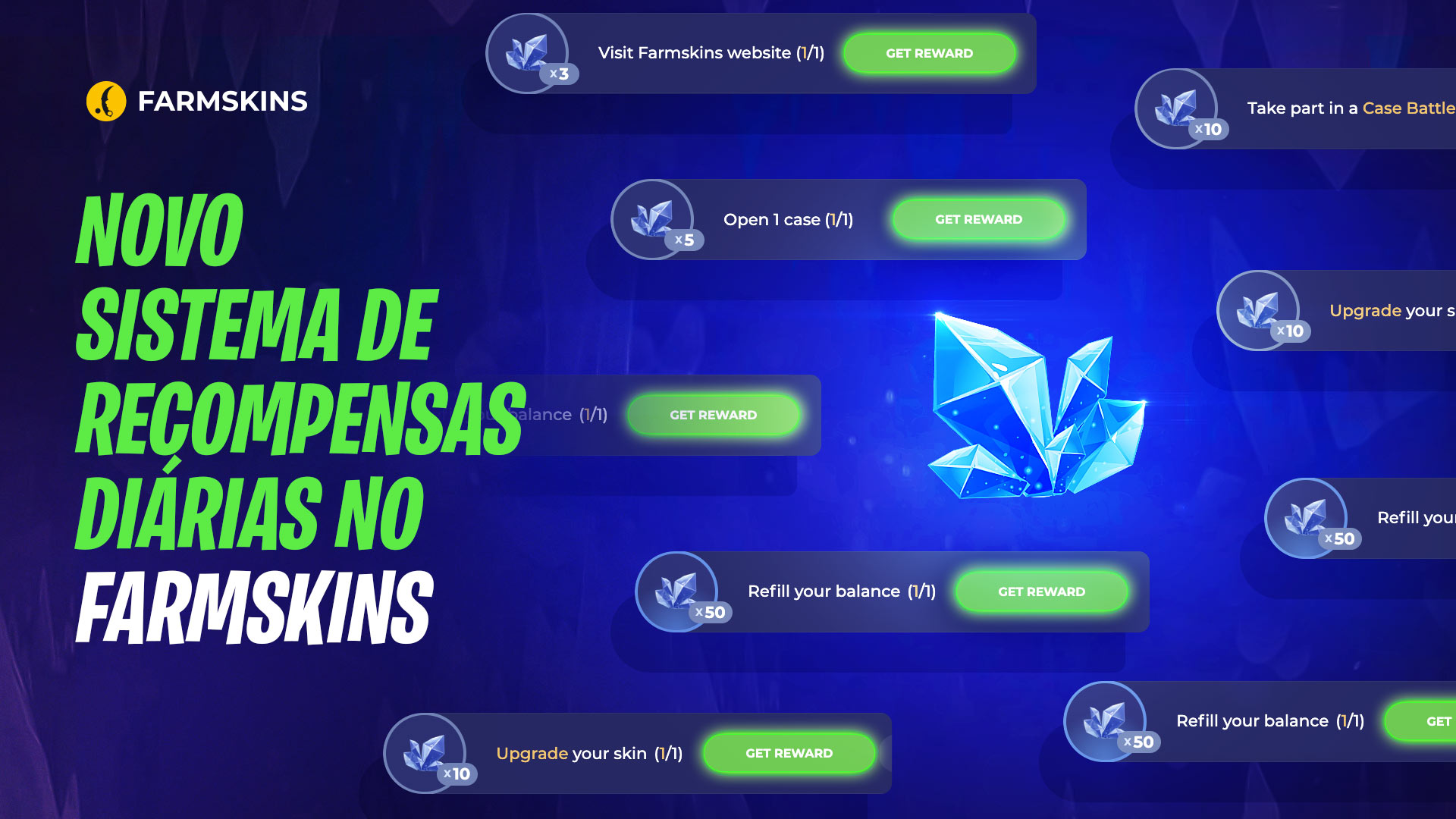 new daily rewards system on Farmskins