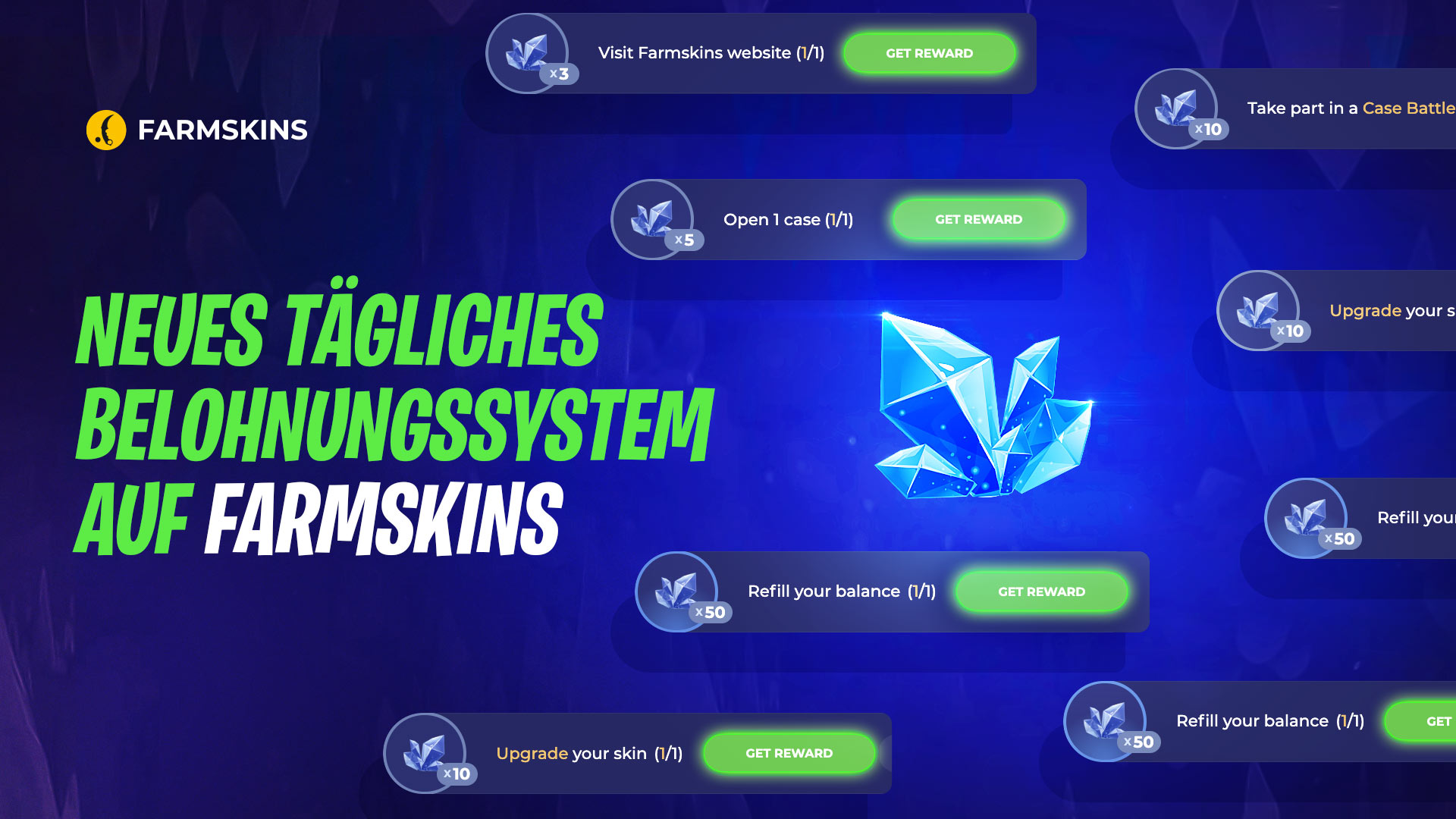 new daily rewards system on Farmskins